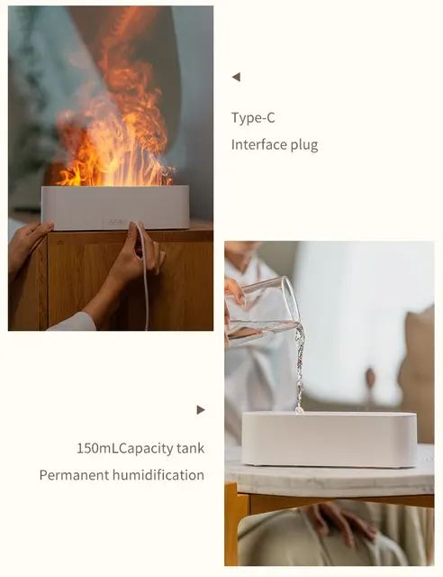 Diffuseur D'arômes De Flamme Rvb, Humidificateur Usb, Lumière De Simulation  De Bureau, Supporter Ficateur D'air D'aromathérapie Pour Chambre À Coucher,  7 Couleurs, Le Plus Récent - Humidificateurs - AliExpress