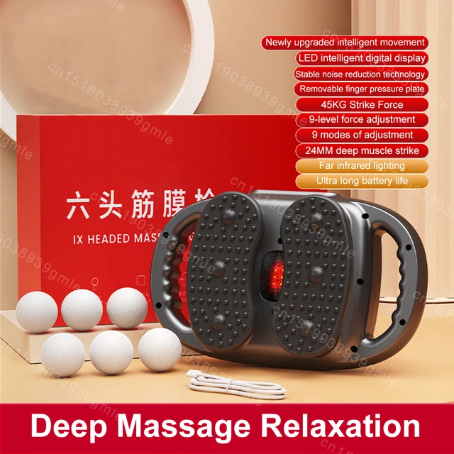 Six Head Fascia Gun Muscle Massager Muscle Relaxation Full Body Massage Shoulder and Neck Massage Deep Muscle Relaxation Fitness