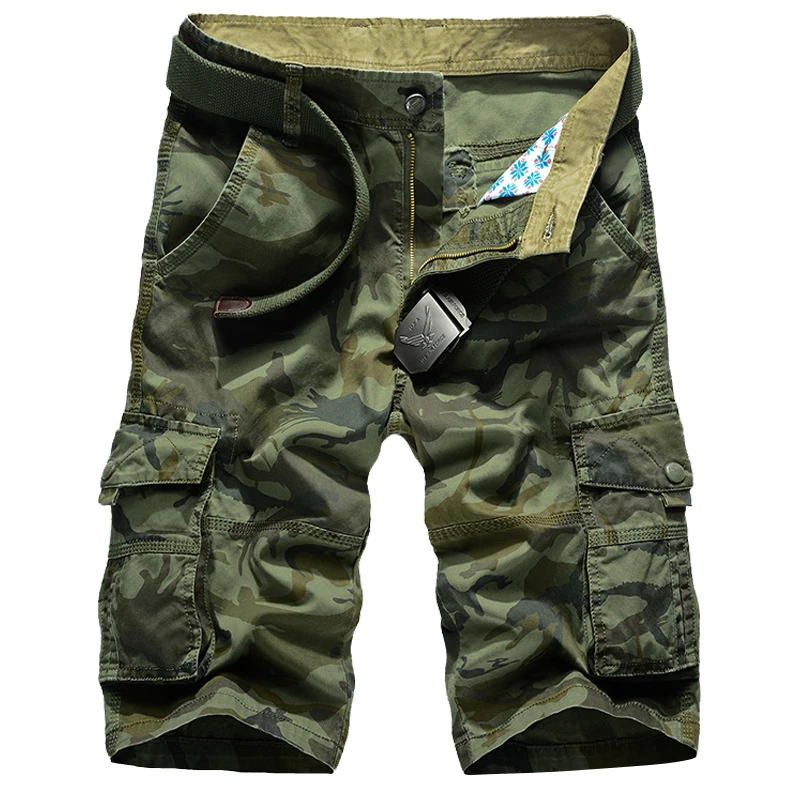 New Cool Workwear Men's Training Shorts Thin Loose Multi-Pocket Pants Leisure Camouflage Sports Style Camping Soldier Suit