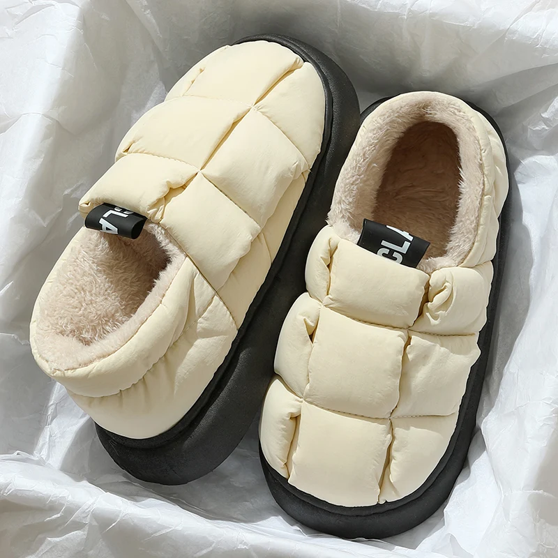 QYCKABY Down Shoes Platform Down Slippers Windproof Keep Warm Winter Outdoor Camping Hiking PVC Sole Fashion Dual Purpose Shoe