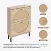 Rattan Shoe Cabinet with Flip Drawers, Narrow Hidden Entrance Hallway Free Standing Shoe Rack for Heels, Slippers 5