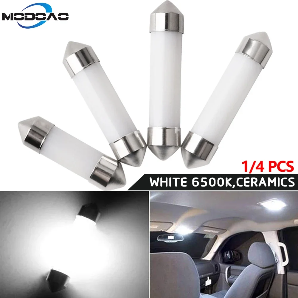 4PCS Led Bulb Double Ended  31mm 36mm 39mm 41mm C5W 12V Festoon Dome White Color Car Dome Reading Map Light Auto Interior Lamp