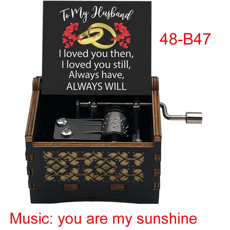 You Are My Sunshine Music Box Black Wooden New Design Friend Husband Wife Girlfriend Daughter Birthday Christmas Cute Gifts 6