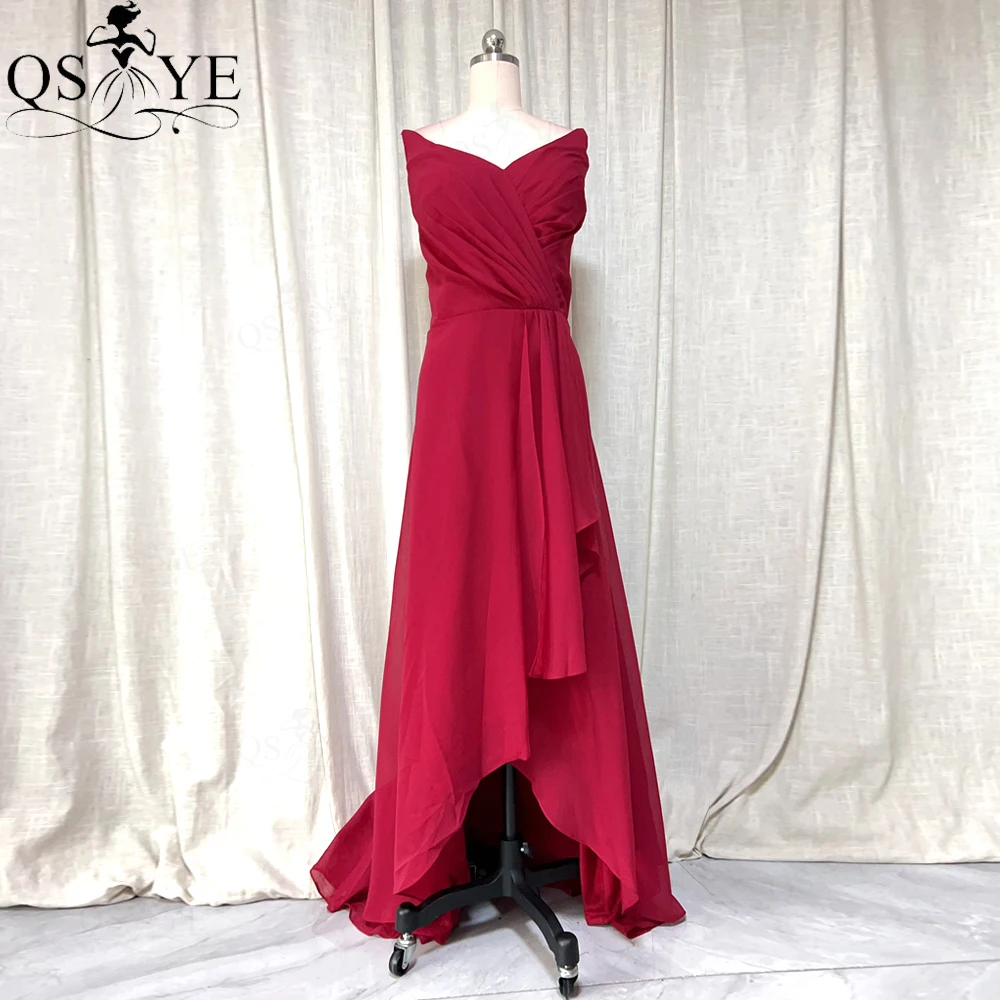 

Plus Size Burgundy Long Prom Dresses 18W Front Split Ruched V neck Evening Gown Spaghetti Straps Red Woman Party Gown