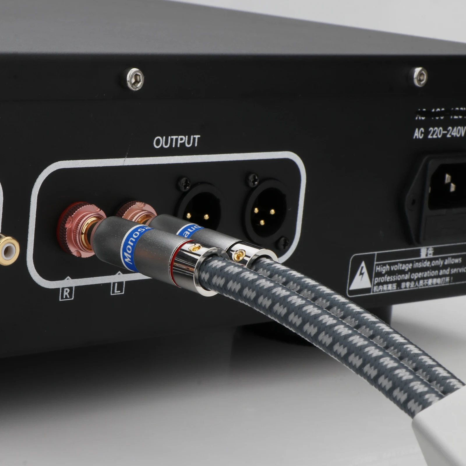 Monosaudio A202R Cavo RCA High-End 1m - Conduttori In Rame OFC 5N Argentato, Schermatura, Placcatura Oro, Per Hi-Fi E Amplificatori