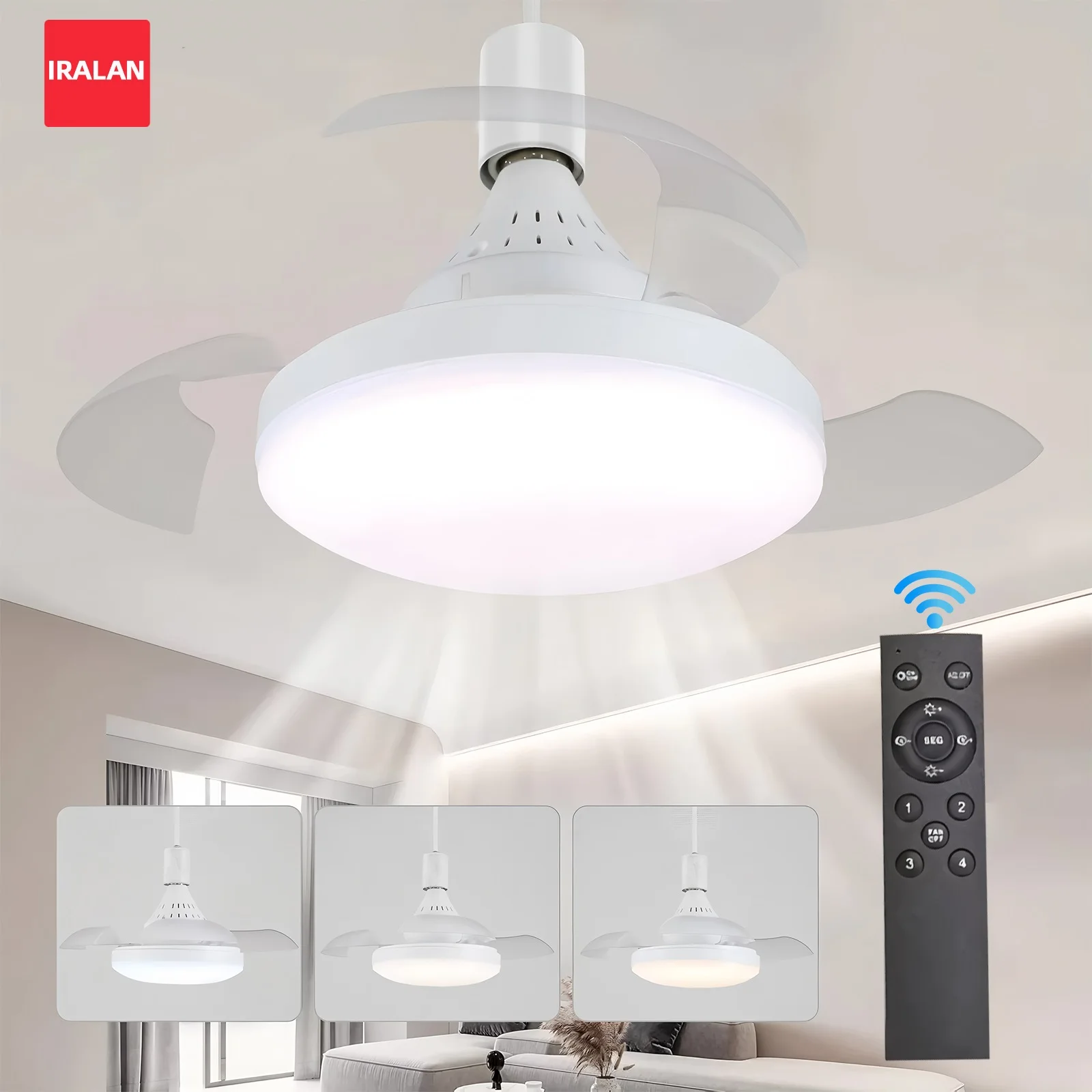 Retractable Ceiling Fan Lights Modern Intelligent E27 Interface Ceiling ...