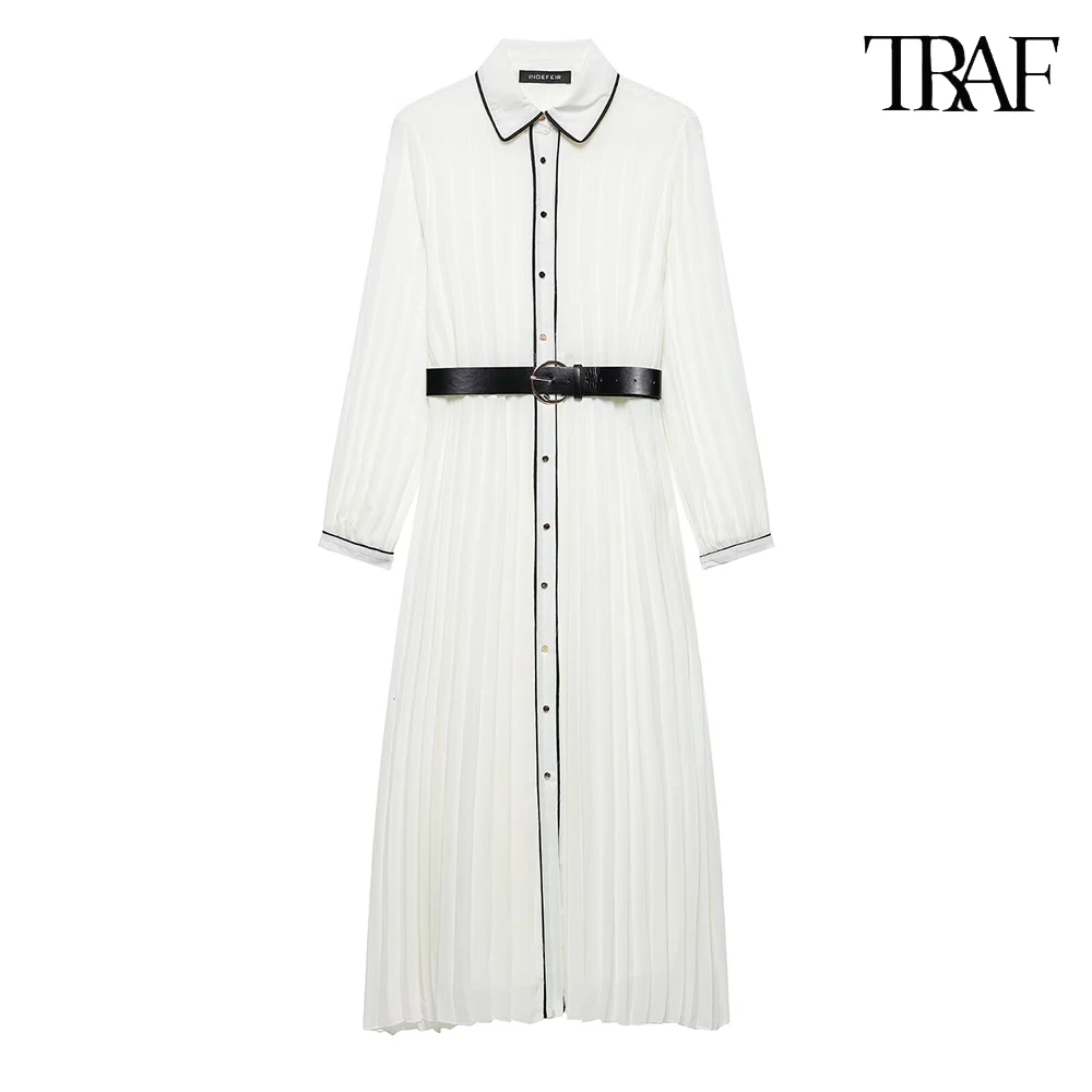 فستان نسائي ملون ذو طيات