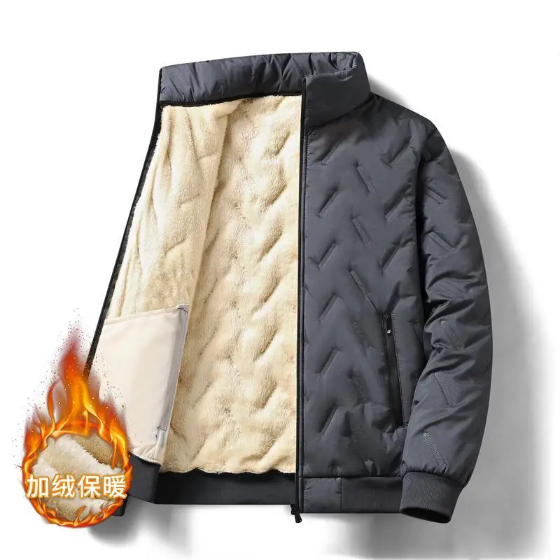 2023 Autumn Winter Jacket Men Lambswool Warm Thicken Jackets Waterproof Jogging Casual Coat Men Fashion Loose Grey Parke Jacket