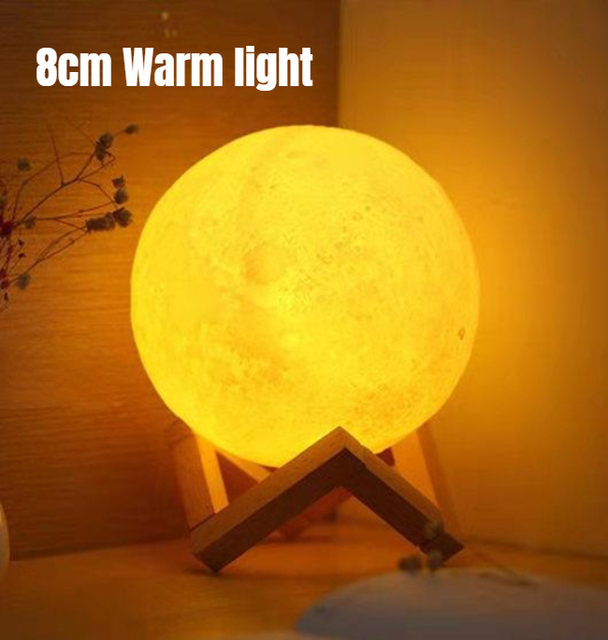 3D Print Moon Lamp 8CM/12CM Battery Powered With Stand Starry Lamp Night Light Kids Gift 7 Color Bedroom Decor Night Lights