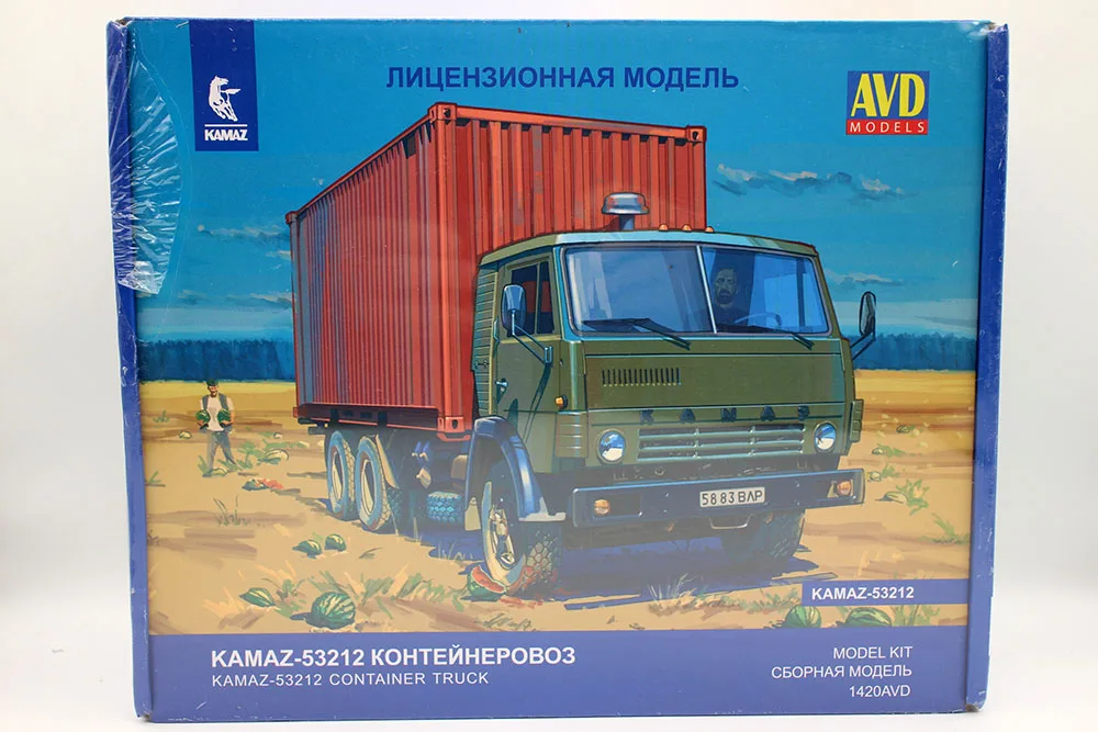 NEW AVD Models 1:43 Scale KAMAZ-53212 Container Truck USSR TRUCK Diecast Model Kit 1420AVD Assemble toys for collection Gift