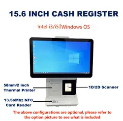 Single or Dual Screens Windows POS Terminal with 2D Scanner 58mm Thermal Printer Intel i3/i5 Touch Screen Win10 Cash Register