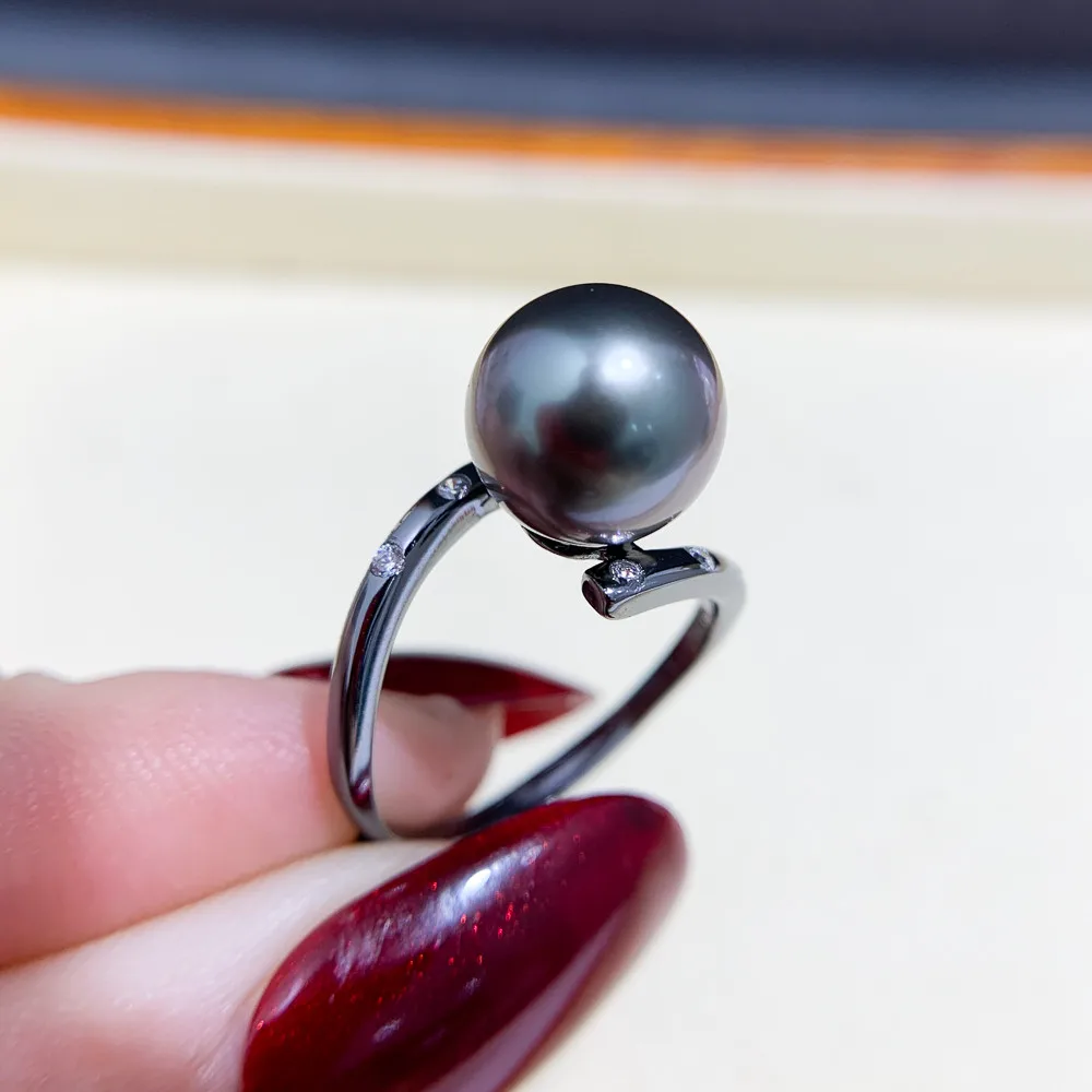 

S925 Sterling Silver Ring Settings Classic Resizable Design Rings Base Suitable DIY Pearl Rings Accessory for 7-9mm Bead A006