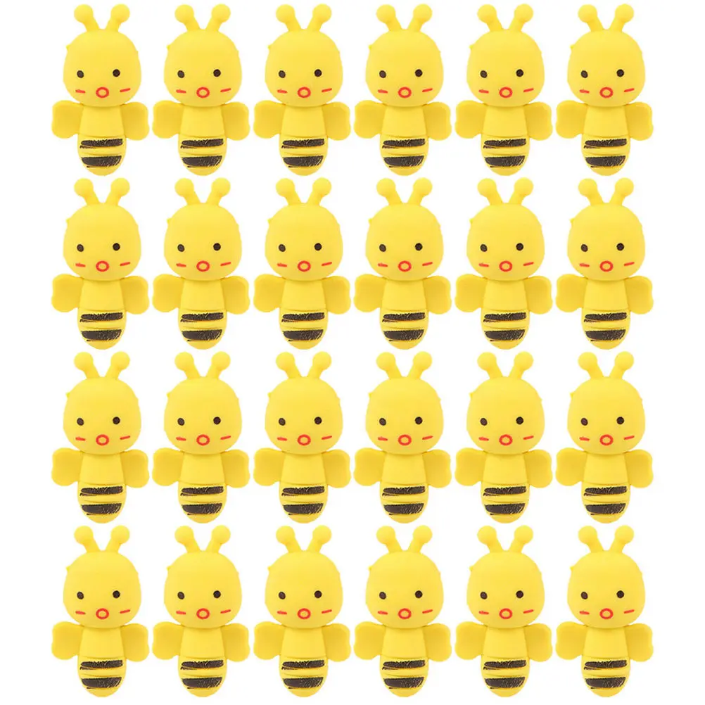 36Pcs 미니 꿀벌 지우개 귀여운 문구류 고무 지우개 대량 학교 상품 학습 용품 파티 선물 교실 보상 학생