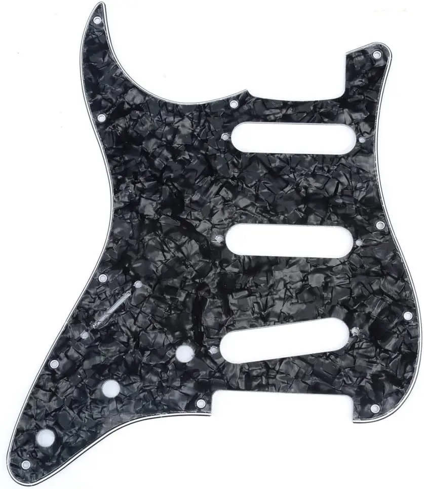 11 Fori Black Pearl Mancini Sss St Guitar Strat Pickguard Per Fender American/Mexican Standard Stratocaster Stile Moderno