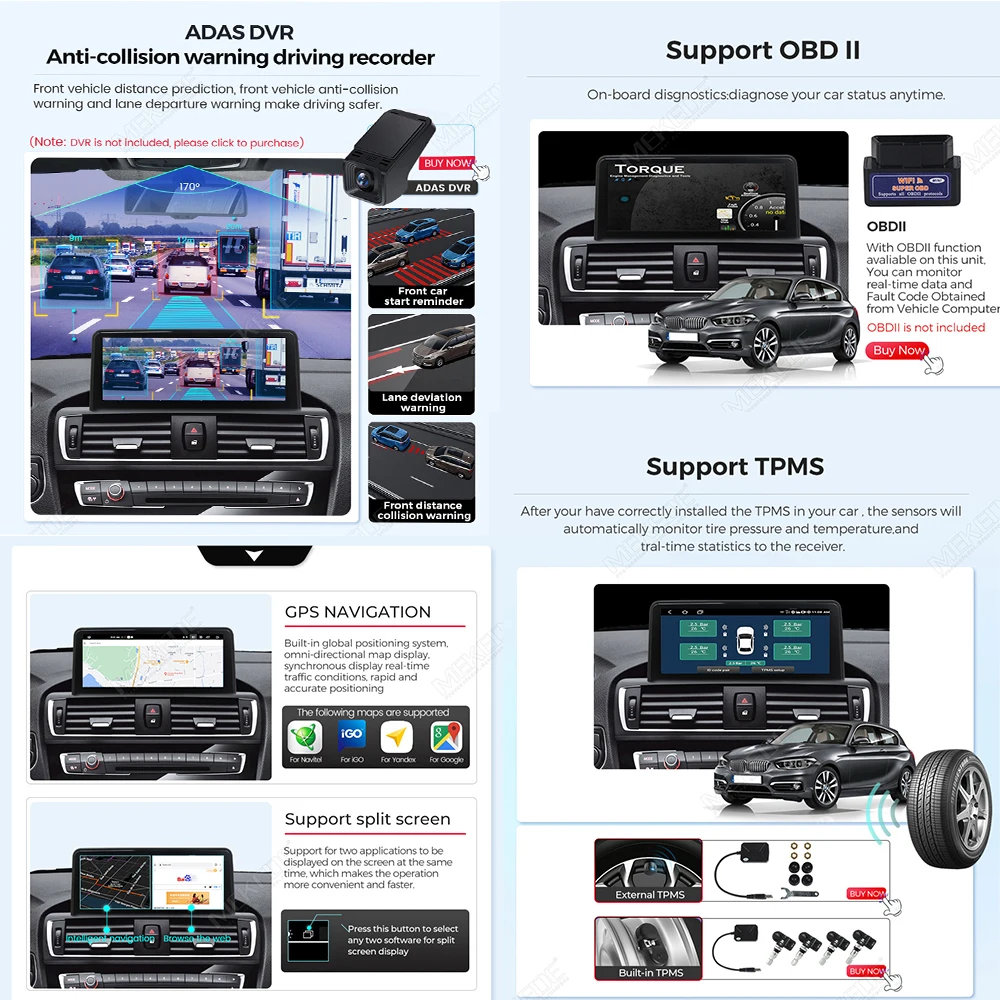 MEKEDE Radio Multimedia para Auto con Pantalla Inteligente de 8.8 Pulgadas, Android 15, 8 Núcleos, 4+64GB, Carplay Inalámbrico para BMW Serie 5 E60 E61 E63 E64, Serie 3 E90 E91 E92 E93, Android Auto Inalámbrico BT, DSP, 4G LTE, WIFI, Reproductor Multimedia para Auto con SWC, Idrive, Mapas de la UE, Pantalla de Navegación GPS, Sistemas Inteligentes. 4