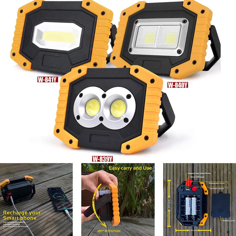 Zink RECHARGEABLE LED Portable Work Light 20W