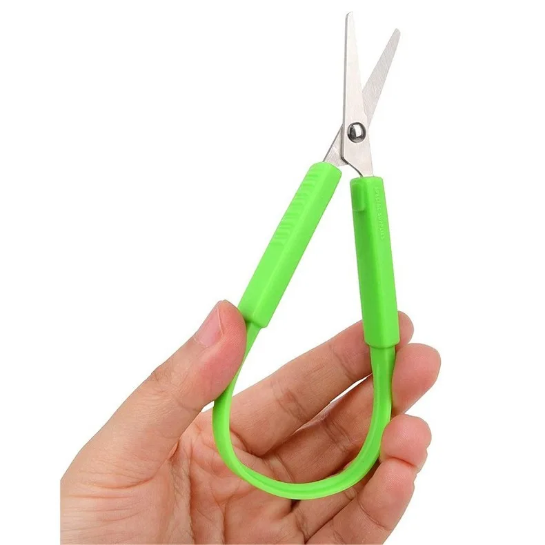 Self-Retracting U-Shaped Safety Scissors for Kids - 13 pcs Ring Grip Paper Cutting Tools
