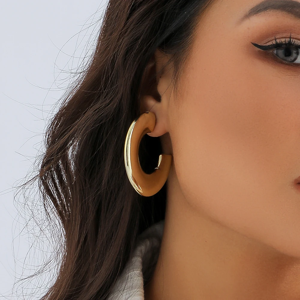 IngeSight.Z Exaggerated Big Round Circle Geometric Hoop Earrings for Women Punk Gold Color Wedding Party Earrings Jewelry Summer