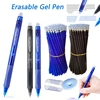 Creative Large Capacity Press Erasable Gel Pens Set 0.5mm Black/Blue Washable Handle Erasable Magic Refills for Office Writing 1