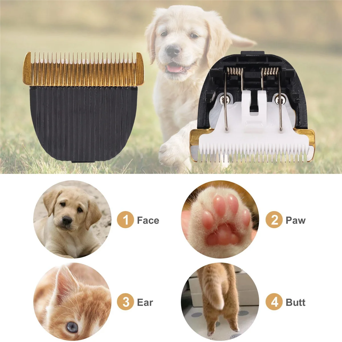 Pet Clipper Dog Hair Trimmer Pet Hair Trimmer Dog Clipper Dog Clipper Blades Grooming Ceramic Cutter Head Razor Blade 40Mm 24 Teeth for Animal Clipper Trimmer
