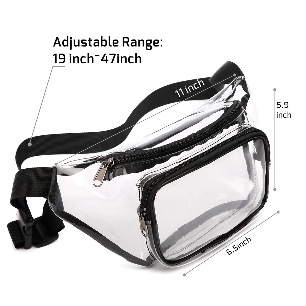 Clear Fanny Pack Stadium Approved Waist Packs for Women Men Waterproof Waist Bag Clear Purse Transparent Belt Bag for Concerts