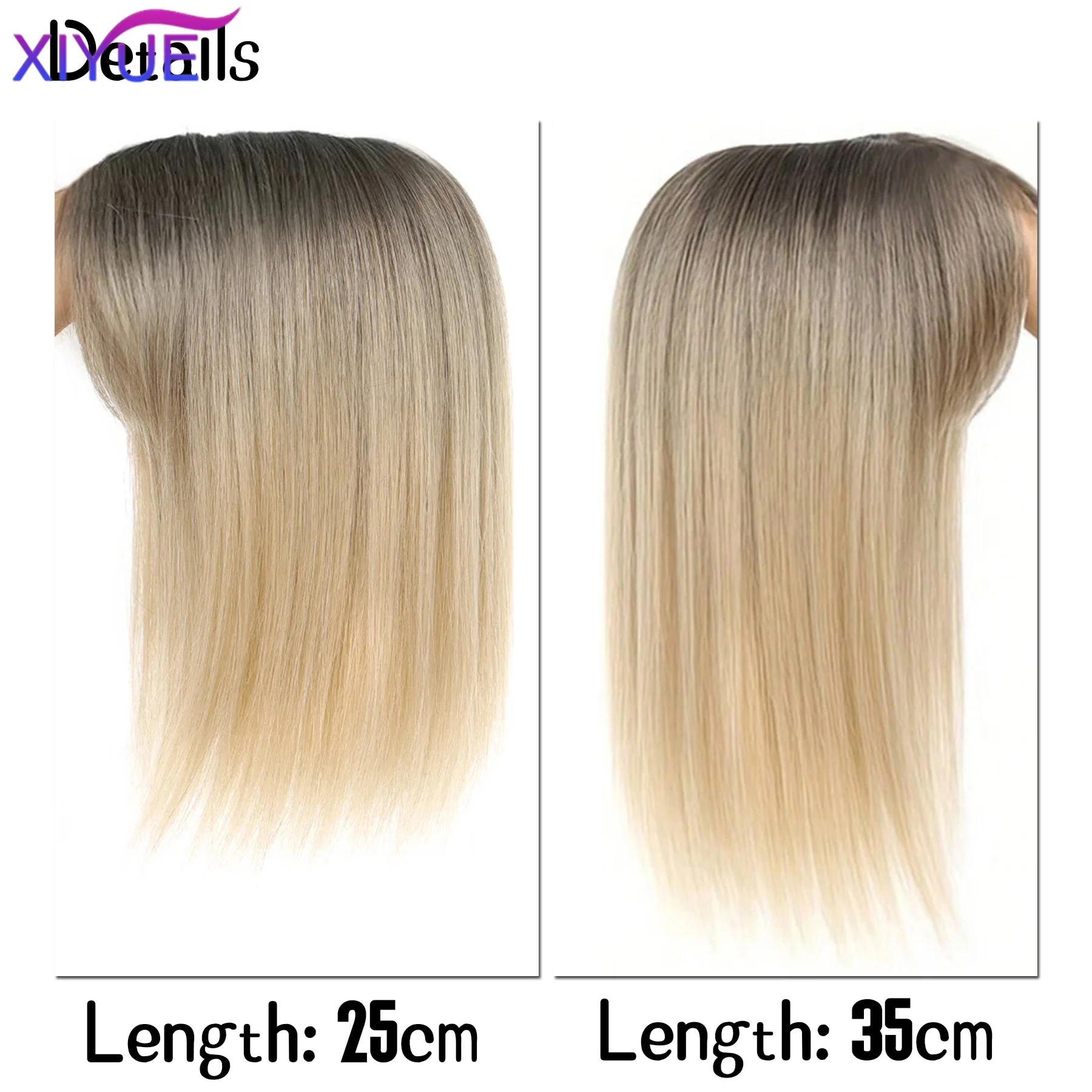 XIYUE Topper Hair Piece Invisible Seamless Long Straight Wig Bangs Clip Overhead Natural Invisible Replacement Cover White Hair