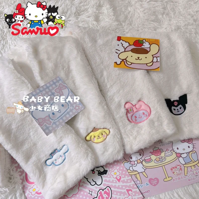 

Sanrio Kuromi Melody Cinnamoroll Pochacco Japanese Girl Plush Scarf Cute Furry Autumn/Winter Warm Student Collar Keep Warm Neck