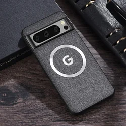 Premium Fabric Cloth Magnetic Charging Phone Case Cover - Google Pixel 8 Pro (GRAY)