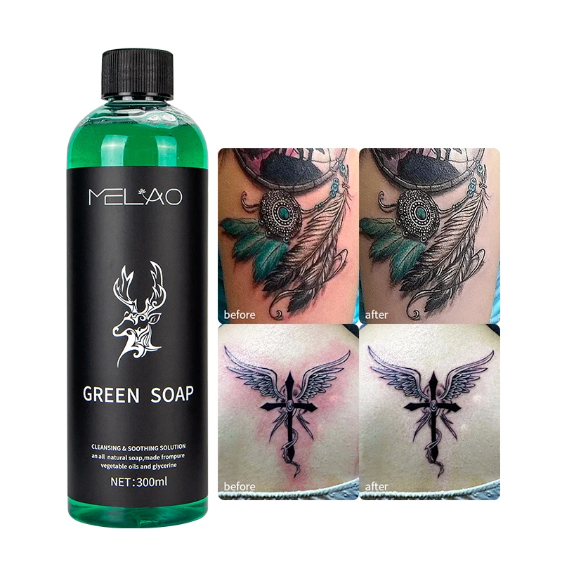 MELAOTattooCleaningLiquidSoapGreenSoapTattooCleansingSoothingSolutionWoundClean