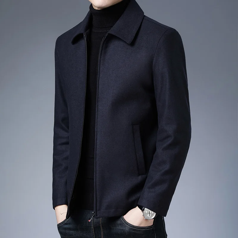 

High Quality New Brand Casual Fashion Lapel Autumn Winter Mens Coat 2023 Men Clothing Fashion Jacket Solid Classic Windbreaker
