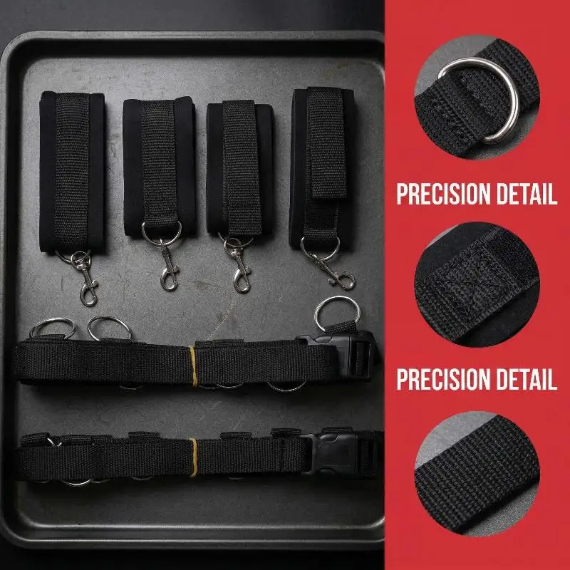 Set di costrizione bondage $% con manette e cavigliere regolabili, accessorio fetish morbido per giochi sensoriali di coppia_voghion.com