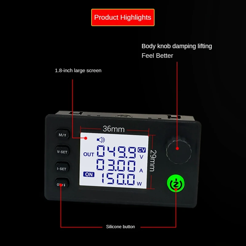 ZK-10022 CNC 스텝 다운 DC 전원 공급 장치, 블랙 PCB, 가변 전압 및 정전압 정전류 모듈