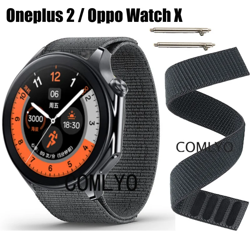 Nuovo Per Oneplus Watch 2 / Oppo Watch X Strap Nylon Smart Watch Band Hook & Look Soft Belt Watchband
