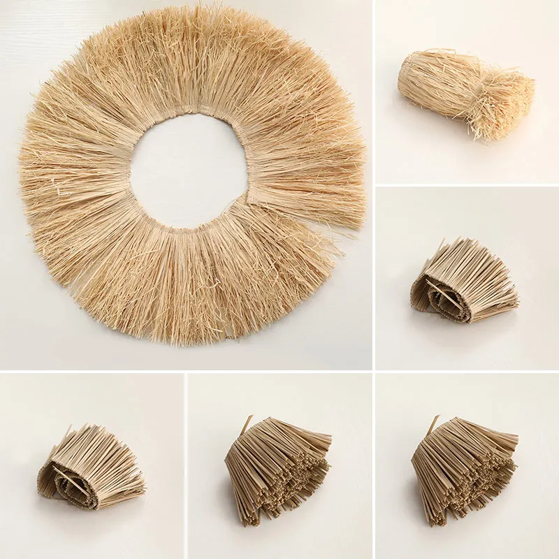 OPica Decoración De Pared De Rafia Natural: Borlas Y Guirnalda De Hierba Lafite Para Manualidades DIY Y Bodas