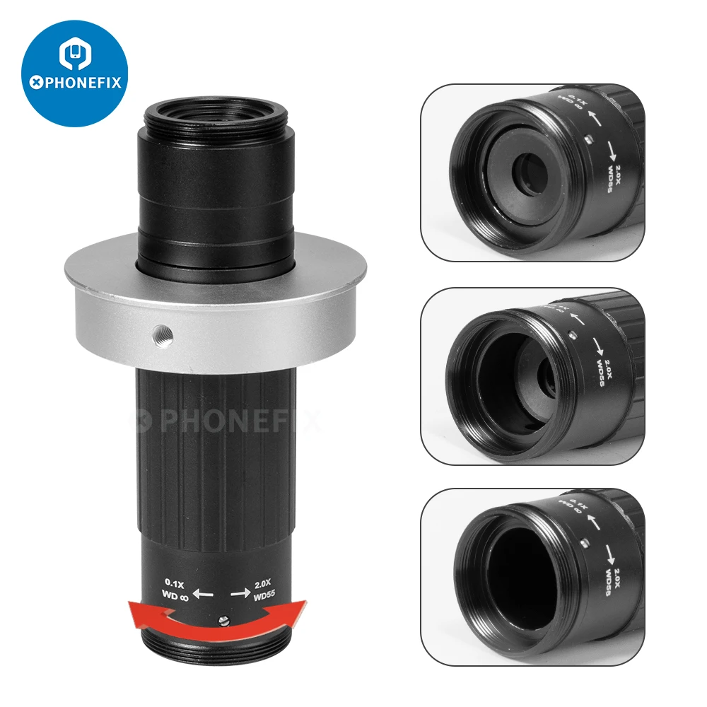 Adjustable 180X 120X 300X 200X 130X Zoom C-mount Lens 0.7X~4.5X Magnification 25mm For HDMI USB Industry Video Microscope Camera