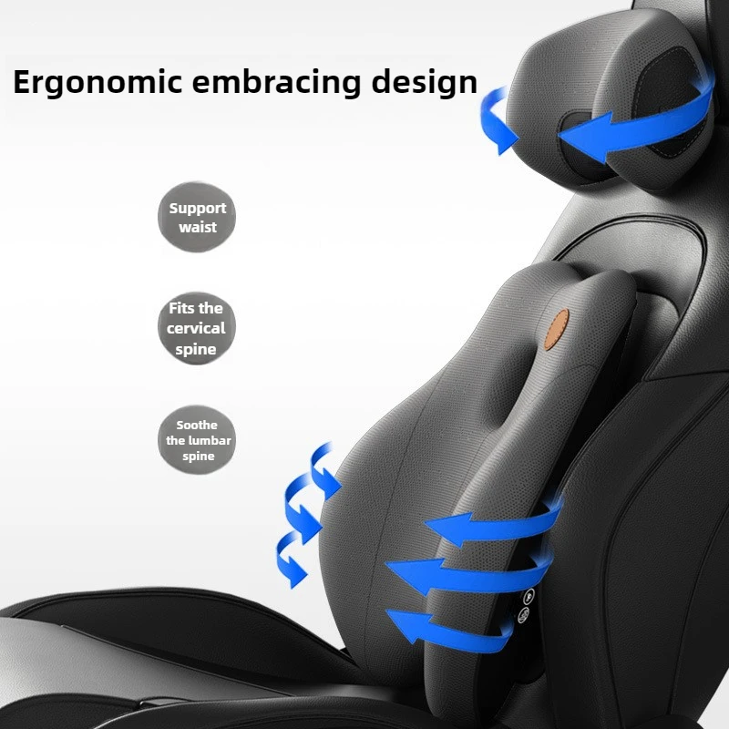 Hot Sale Car Seat Accessory with Memory Foam Lumbar Cervical Neck Pillow Vibration Massage Cushion Backrest Type Support Cushion