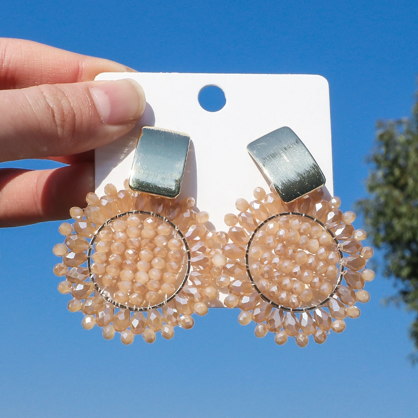 Bohemain Rainbow Sunflower Seed Beads Drop Earrings for Women Summer Delicate Crystal Beaded Earrings Handmade Jewelry Gifts