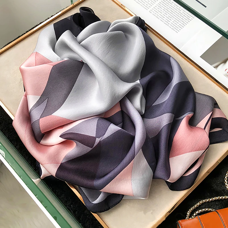 Spring Scarf Women's Luxury Design Scarf Silk Smooth Scarf Soft Muslim Headband Shawl Beach 85x180cm 3