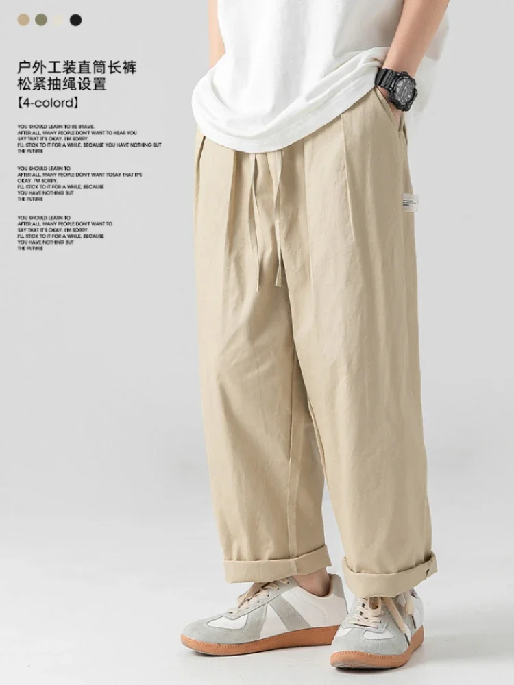 Men's Clothing Loose Straight Pants Spring and Summer Models Japanese Streetwear Outdoor Leisure Cotton Cargo Pants Men New