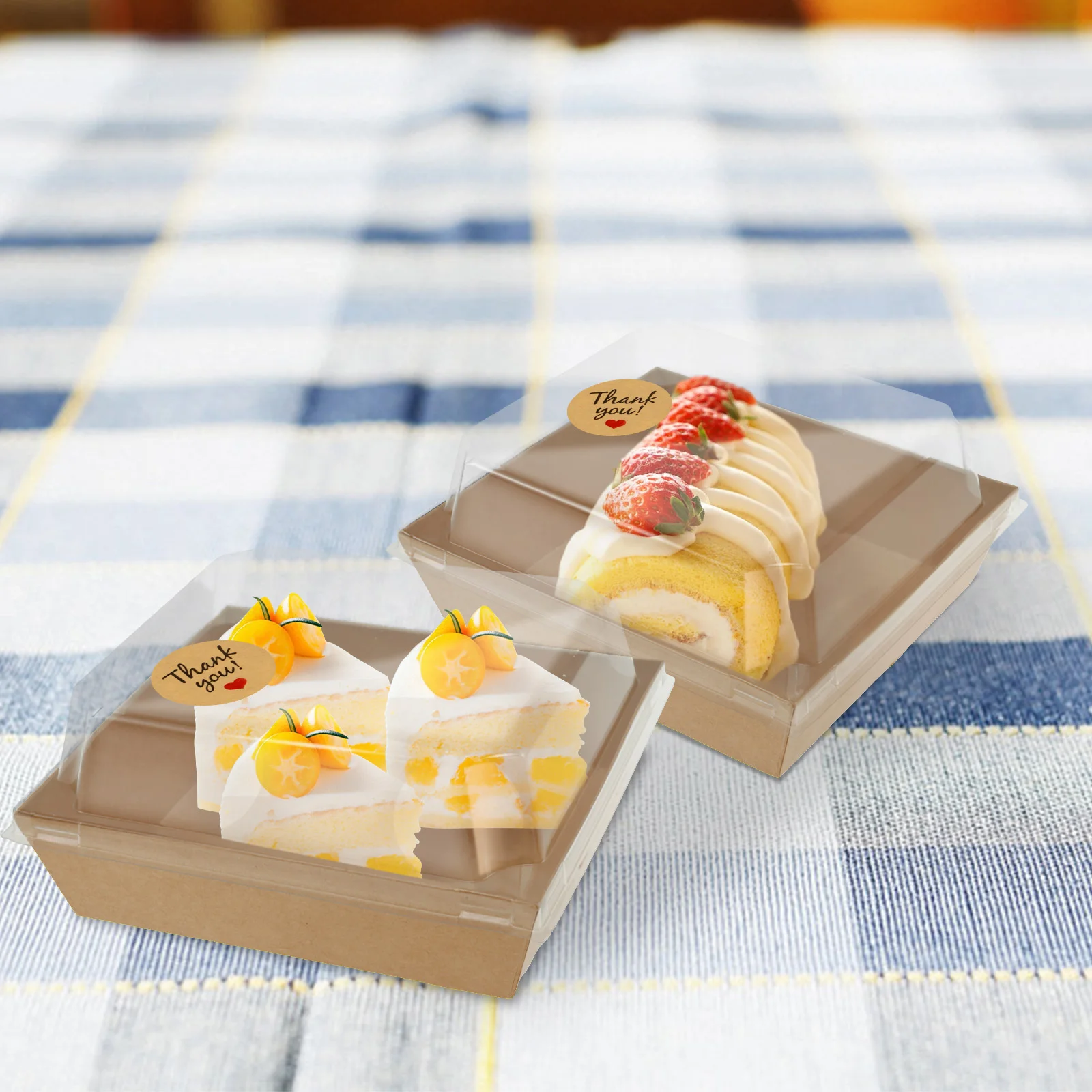 100/50pc Cake Box Dessert Candy Box with Clear Lid Food Packe for Wedding Party Christmas Decor Sandwich Bread Nuts Gift