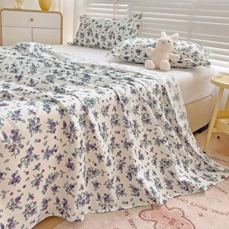 Flat Bed Sheets Plaid Soft Washed Universal Nordic Style Antibacterial Non-slip Thickerskin-friendly Twin Queen Full Size Adults 4