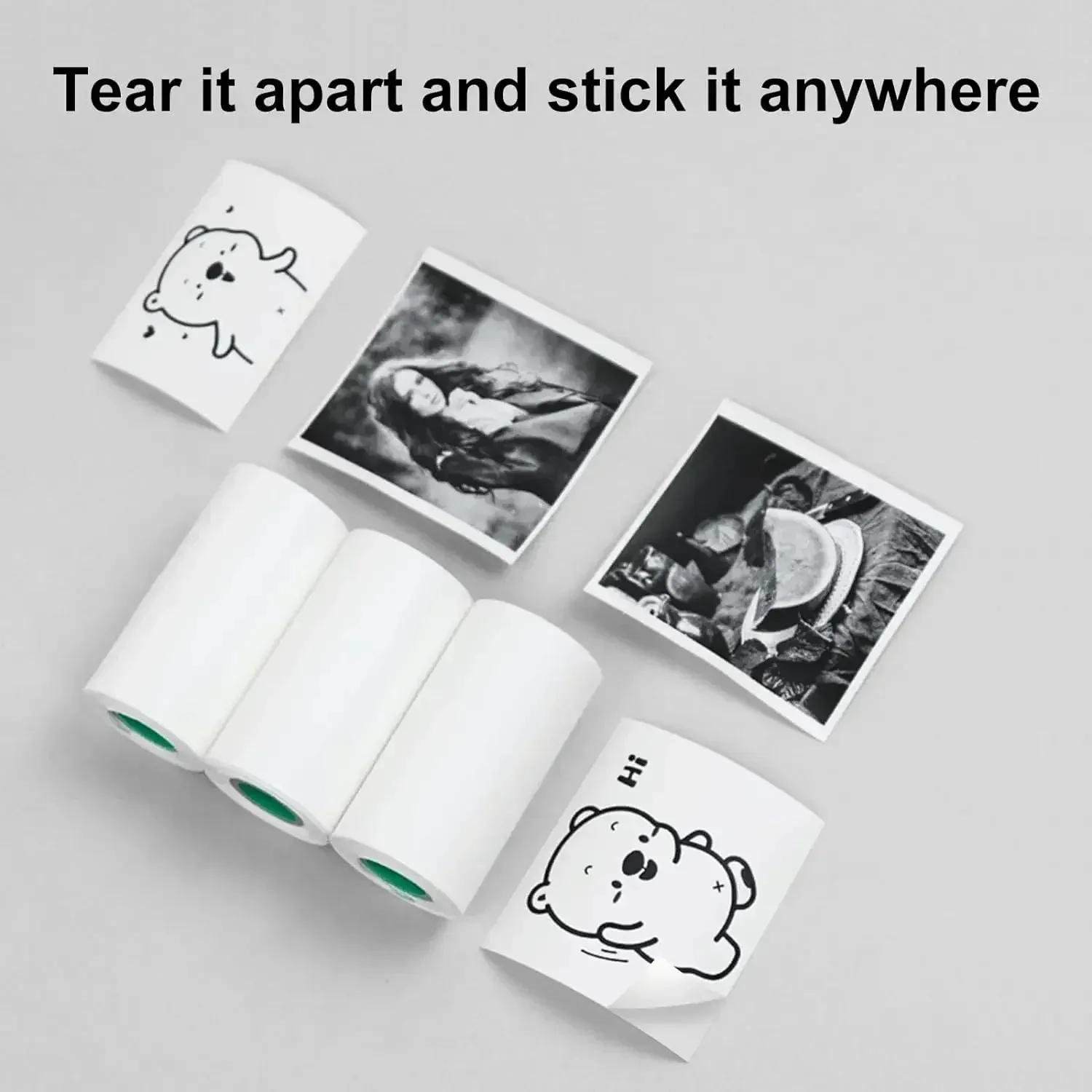 Thermal Paper, Adhesive Label Color Sticker Photo Printing Paper 3 Rolls/Box For Mini Printer Waterproof Oilproof BPA Free