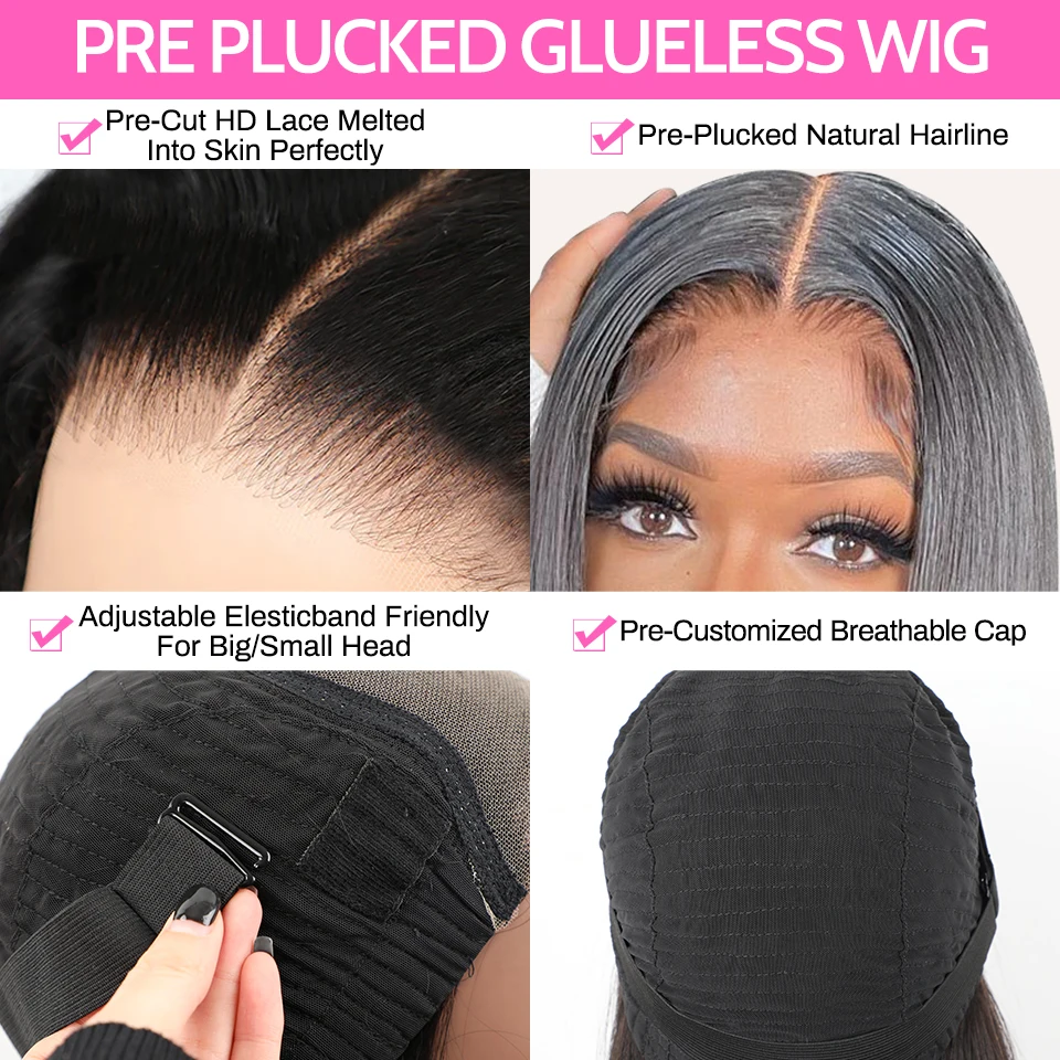 Wear Go Parrucca ISEE Capelli Onda d'acqua mongola 7x5 Glueless Parrucche umane prepizzicate Pronto per andare Pre Taglio in pizzo Facile installazione Parrucche in pizzo HD - immagine 4