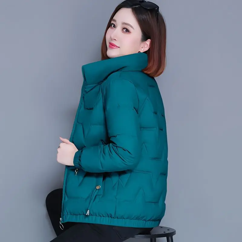 

Korean Women Waterproof Zipper Coat Versatile Warm Down Cotton Jacket Colorful Glossy Abrigos Mujer Invierno Hood L27