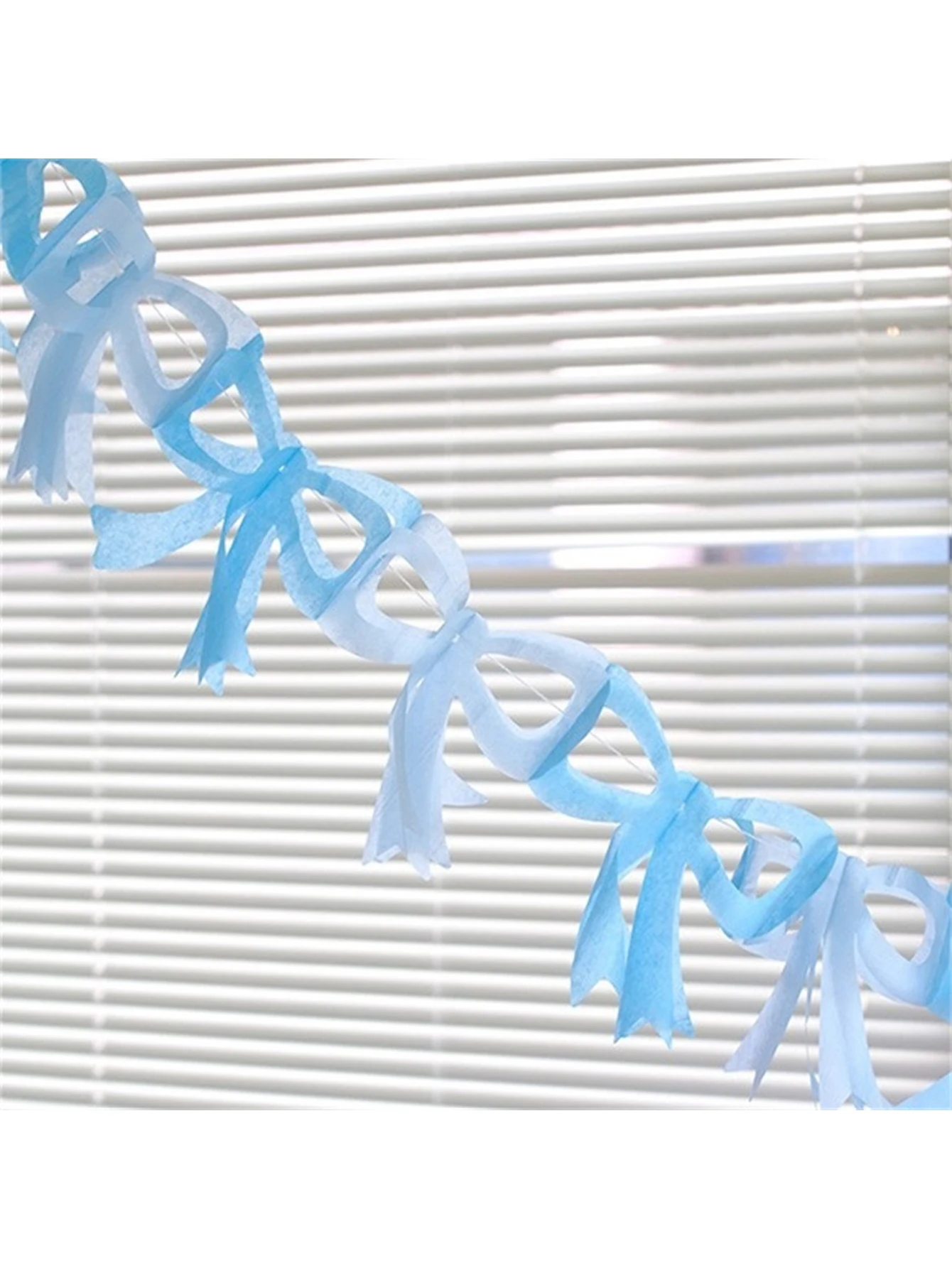 Blue and pink paper bow flag party birthday festival wall decoration two-color splicing flag small fresh style decoration