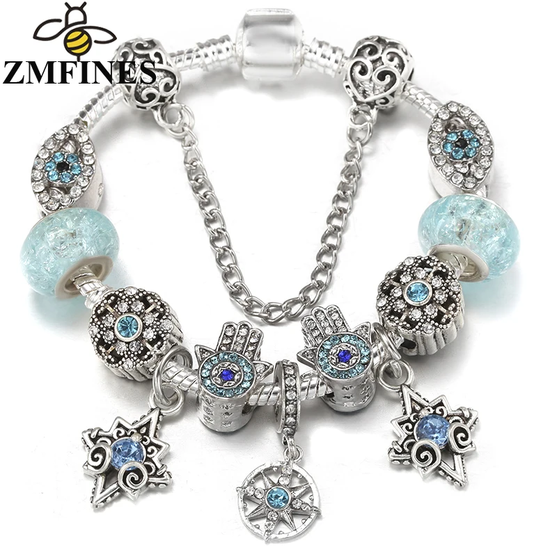 

Shinning Crystal Eyes Beads Charm Bracelets Fit DIY Brand Bracelets For Women Men Girl Bijoux Pulseras Jewelry Gift