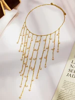 Sweet Collar Cascade Fringe Necklaces 18k Gold Plated Waterproof Non Tarnish Stainless Steel Long Tassels Necklace For Women 2