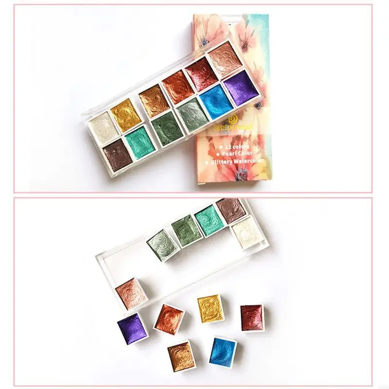J60A Solid Paints Metallic Watercolor Pigment 6/12 Colors for Coloring Paint