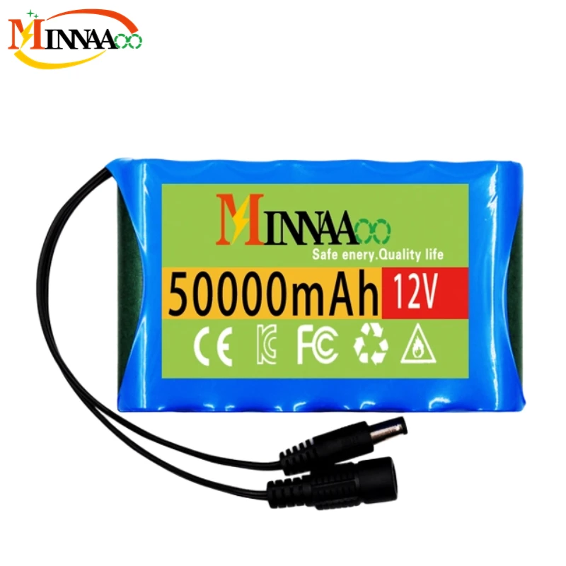 

18650 3S2P 12V 50000mah Original Lithium Ion Battery DC 12.6V 50Ah Rechargeable CCTV, Camera Monitor Replacement Battery+Charger