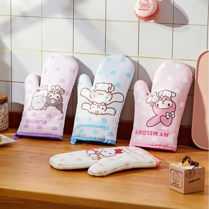 

Sanrio Hello Kitty Kitchenware Anti Scalding Gloves Oven Microwave Oven Household Insulation High Temperature Resistant Gloves